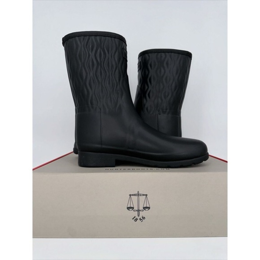 Hunter Original Refined Short Vertical Quilt Black Rain Boots US 8 WFS2238RMA - Picture 6 of 14